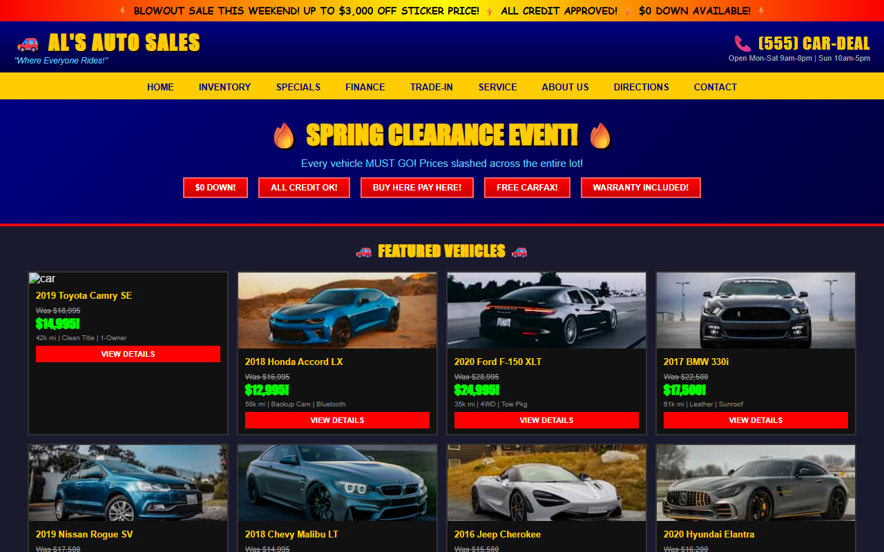 Ugly car dealer website