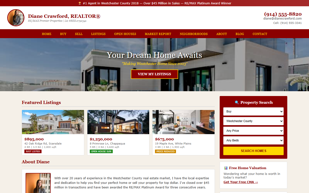 Dated realtor website